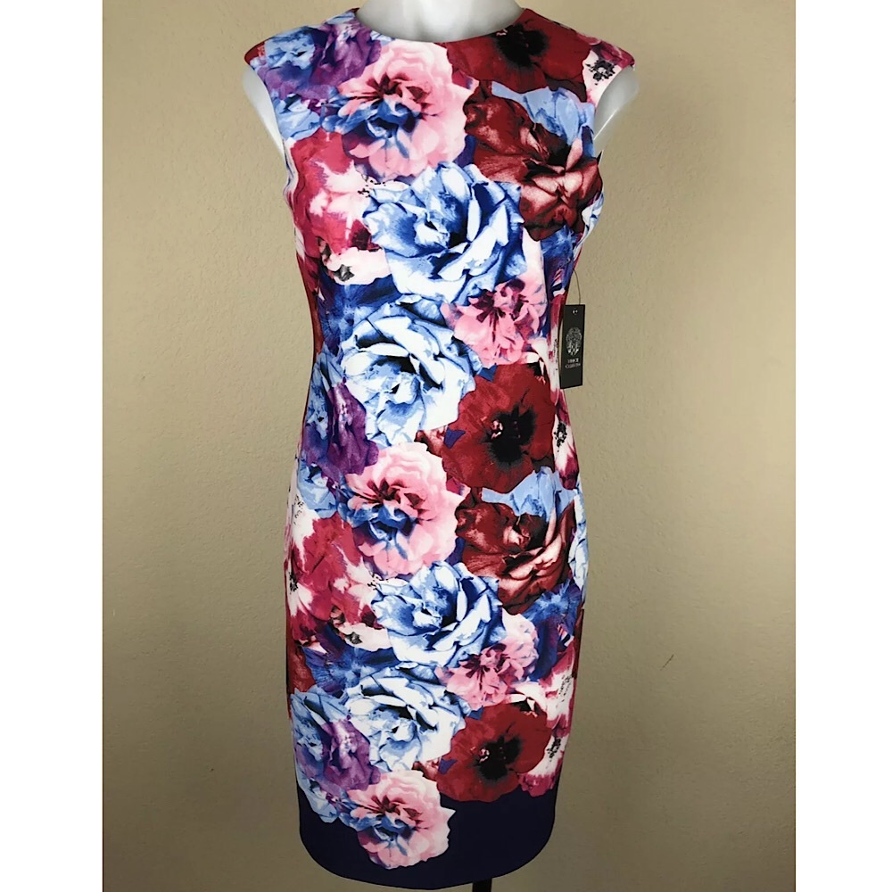 NEW Vince Camuto Sheath Dress Floral Lined Spring